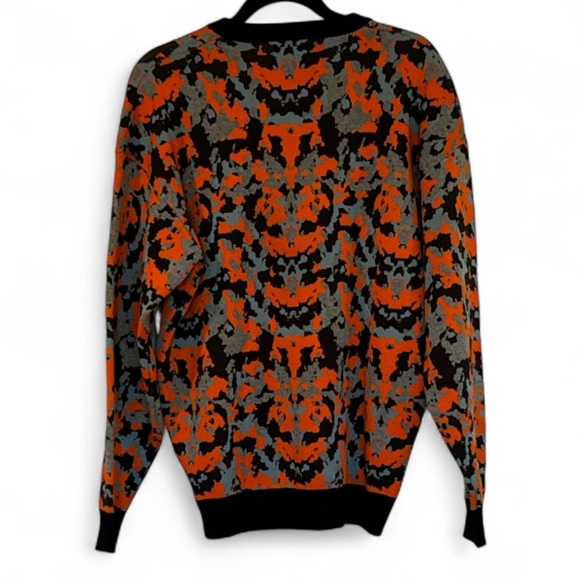 Zara Jacquard Abstract Crewneck Sweater In Black, Orange & Gray Size Large - Picture 4 of 10